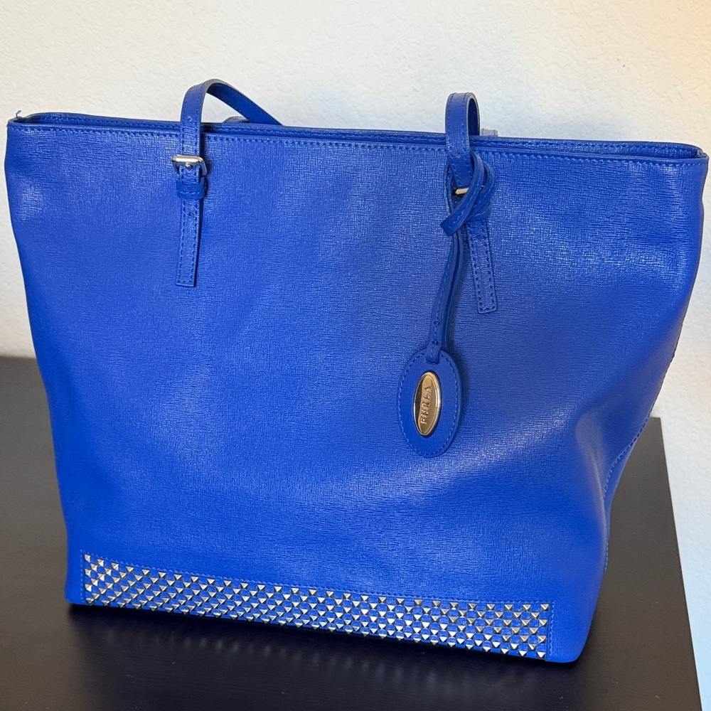 Furla Cobalt Blue Studded Tote